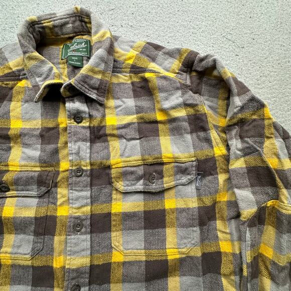 Woolrich Oxbow Bend Flannel Shirt Mens Large Long Sleeve Plaid Yellow Gray 6111 - Picture 7 of 9
